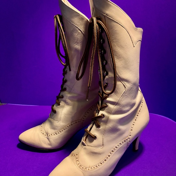 Vtg. 80’s Ankle Boot Lace Up Wing Tip - Picture 4 of 14